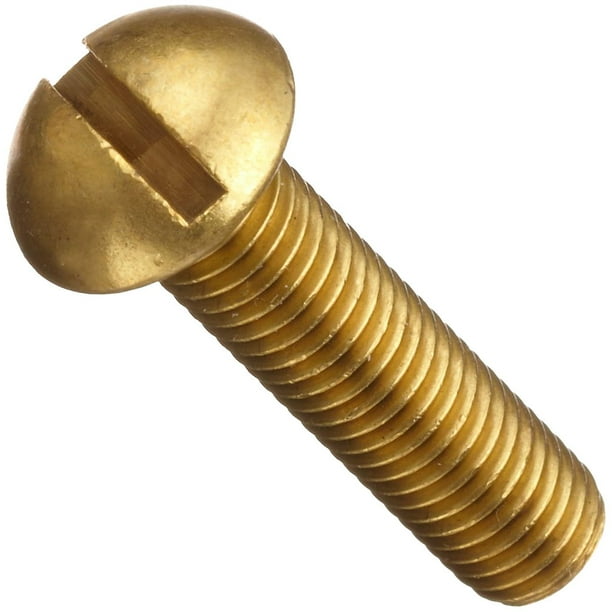 Round Head Plain Finish Pack of 25 Slotted Drive 1/4-28 Threads Brass Machine Screw 1 Length 